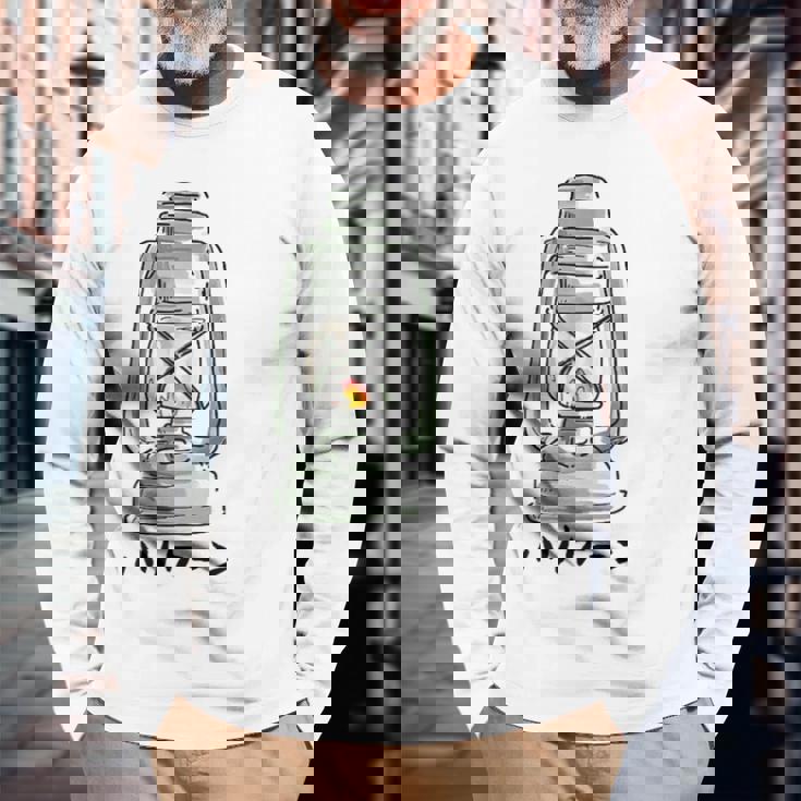 ハリケーンランタンtシャツ白 長袖Tシャツ 高齢者への贈り物