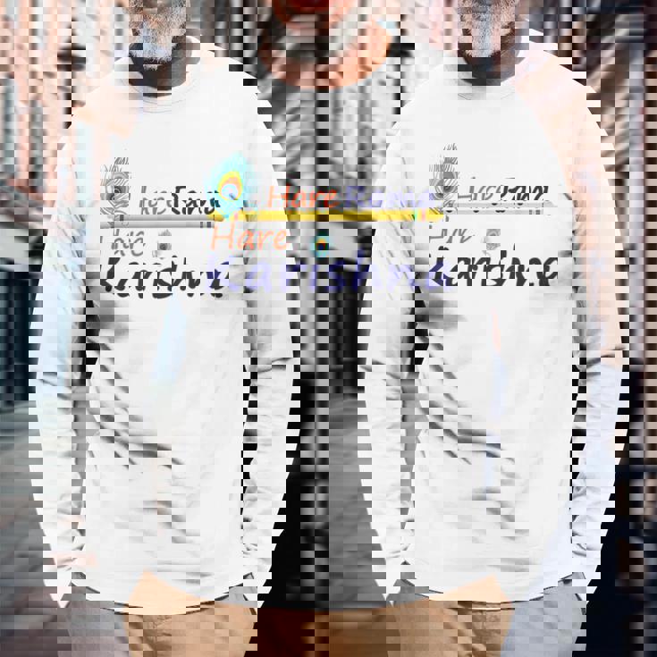 ハレ ラーマ ハレ クリシュナ シャツ 長袖Tシャツ 高齢者への贈り物