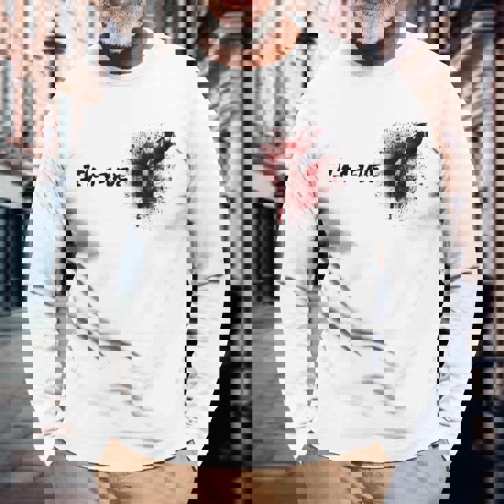 ハロウィンホラー血染み傷＆血傷元気です 長袖Tシャツ 高齢者への贈り物