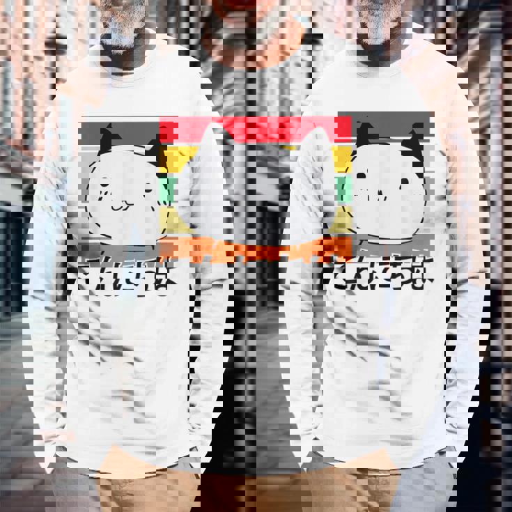 ハローキュートキャット レトロサンセット 長袖Tシャツ 高齢者への贈り物