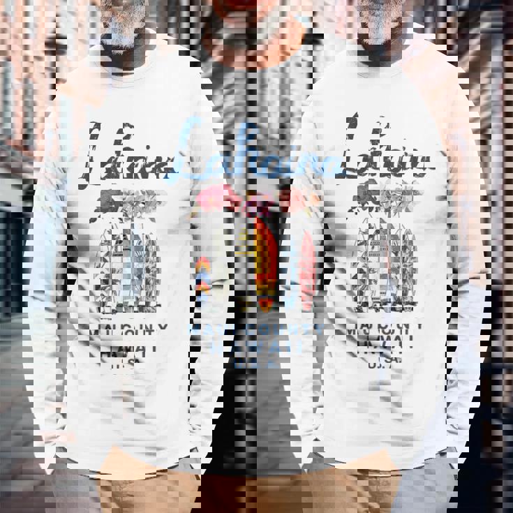 ハワイ ラハイナ マウイ ヴィンテージ サーフィン ハワイアン 長袖Tシャツ 高齢者への贈り物