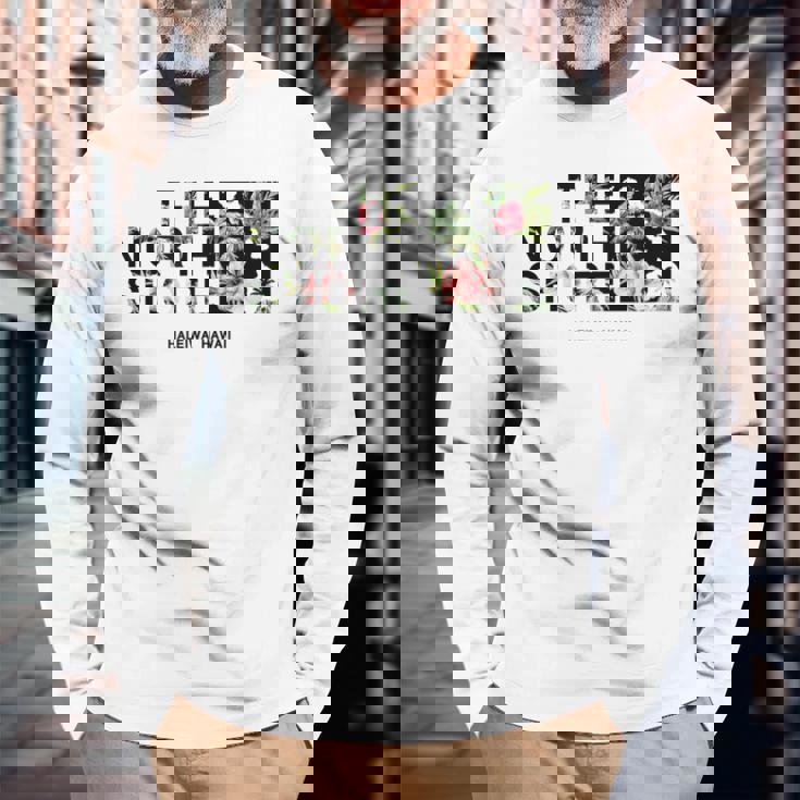 ハワイ ヴィンテージスタイル ノースショア ハレイワ ヤシの木 長袖Tシャツ 高齢者への贈り物