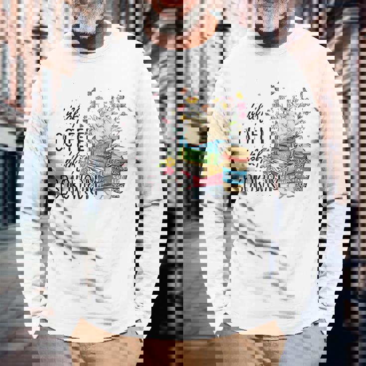 ハーフコーヒー ハーフブックワーム 読書本 コーヒーカップ 長袖Tシャツ 高齢者への贈り物