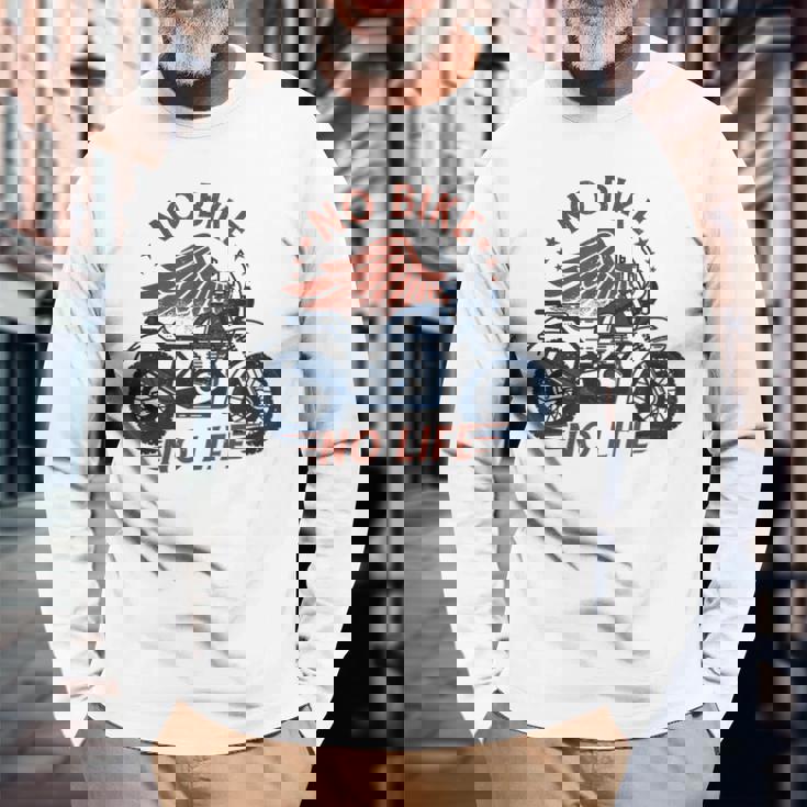 バイク 面白tシャツ No Bike No Life メンズ オートバイ モーターサイクル おもしろ ツーリング 服 長袖Tシャツ 高齢者への贈り物
