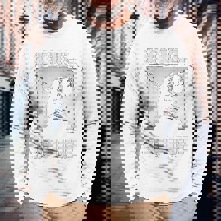 バイク愛好家とバイカーズノーバイクノーライフ背中 長袖Tシャツ 高齢者への贈り物