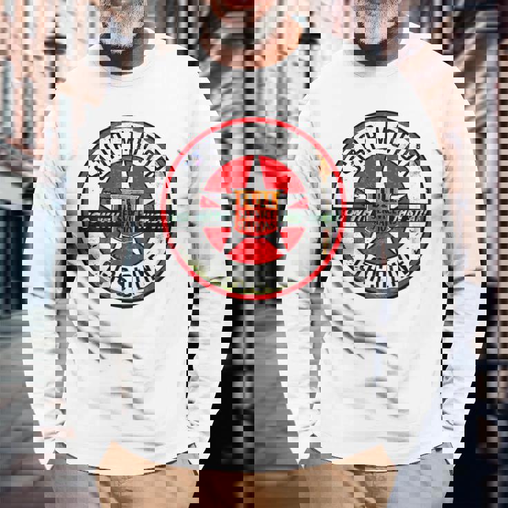 バックプリントのみ レトロ ビンテージ ガソリンスタンド スター モーター オイルカー 長袖Tシャツ 高齢者への贈り物