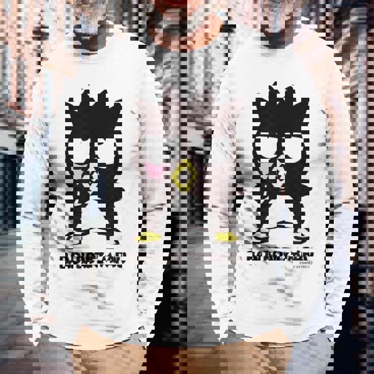 バッドばつ丸 あっかんべー ダークカラー 長袖Tシャツ 高齢者への贈り物