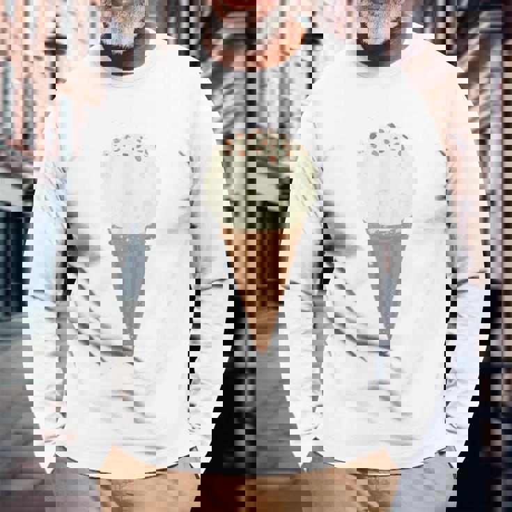 バニラアイスクリーム 長袖Tシャツ 高齢者への贈り物