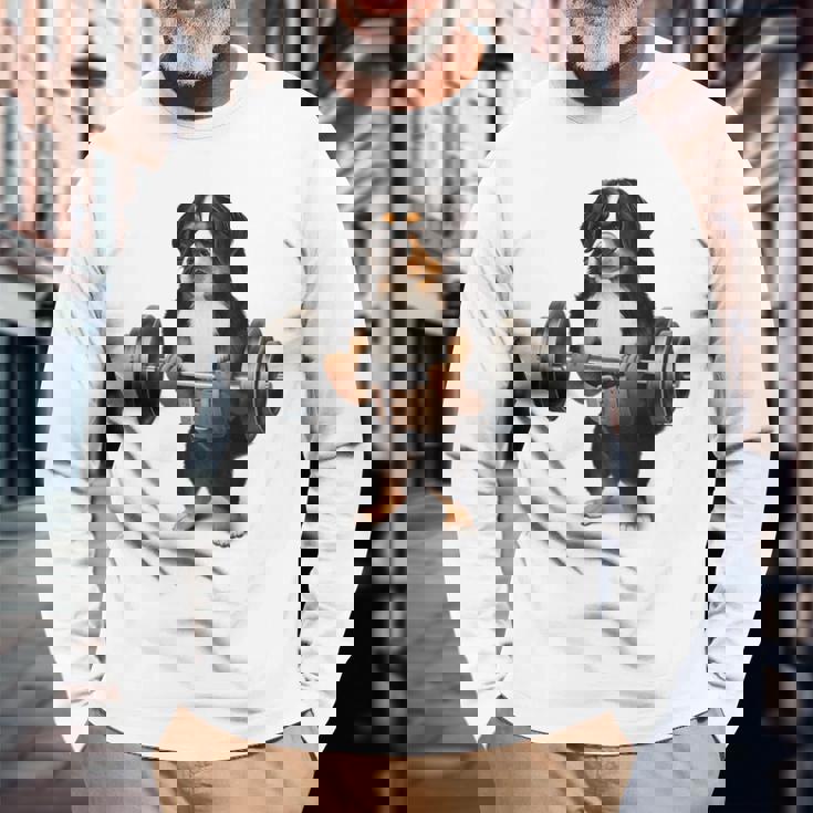 バーニーズマウンテンドッグ ウェイトリフティング フィットネスジム 長袖Tシャツ 高齢者への贈り物