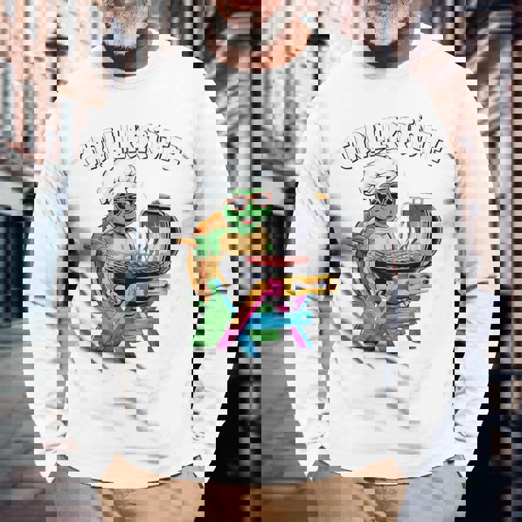 バーベキュー ヒキガエル 面白い 亀 バーベキュー ジャンパー 面白い 長袖Tシャツ 高齢者への贈り物