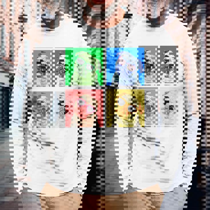 パグ 面白いtシャツ 犬 かわいい メンズ 子供 おもしろ 服 雑貨 グッズ ネタ わんこ イヌ 黒パグ 長袖tシャツ 長袖Tシャツ 高齢者への贈り物