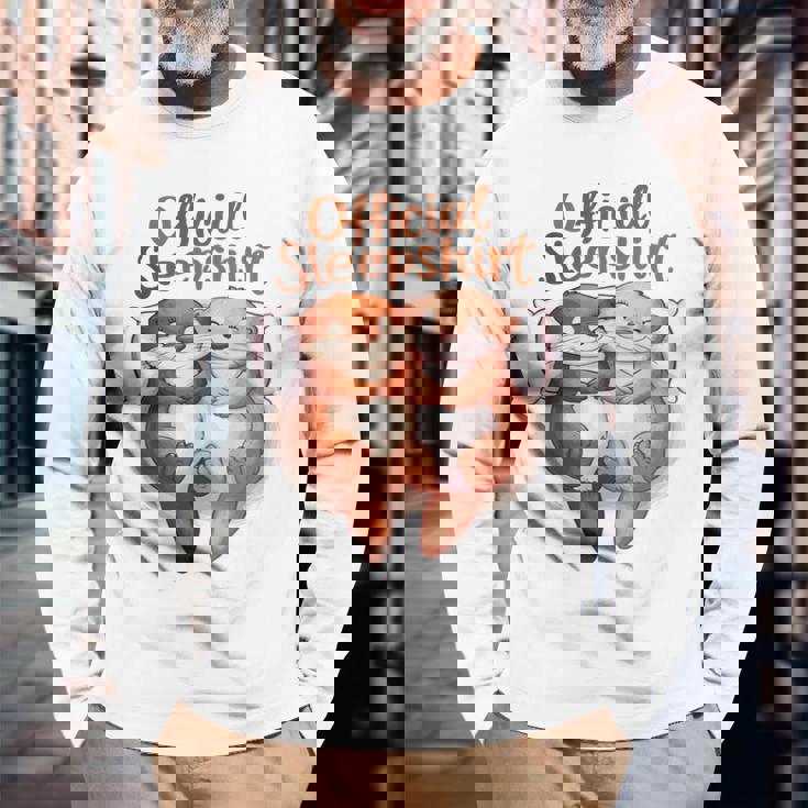 パジャマ バレンタイン カワウソ ラブ 長袖Tシャツ 高齢者への贈り物