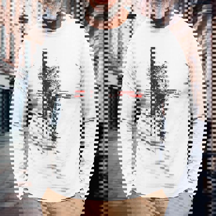 ヒョウ 動物 抽象 グラフィック 描画 絵画 ヒョウ 長袖Tシャツ 高齢者への贈り物