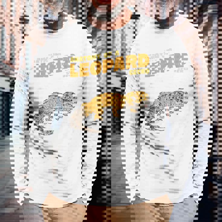 ヒョウ爬虫類ヤモリの解剖学 長袖Tシャツ 高齢者への贈り物