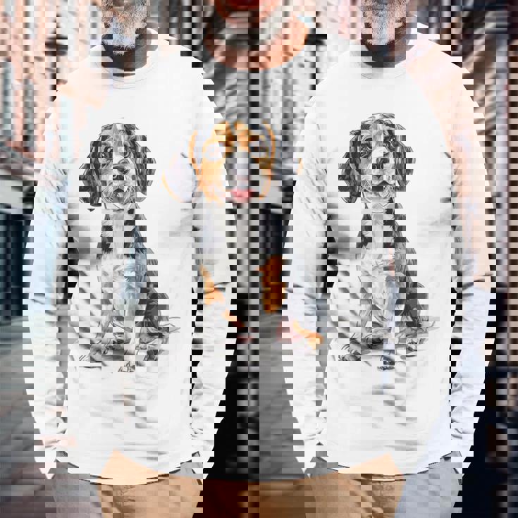 ビーグル 犬 モチーフ ペット イラスト ビーグル 長袖Tシャツ 高齢者への贈り物