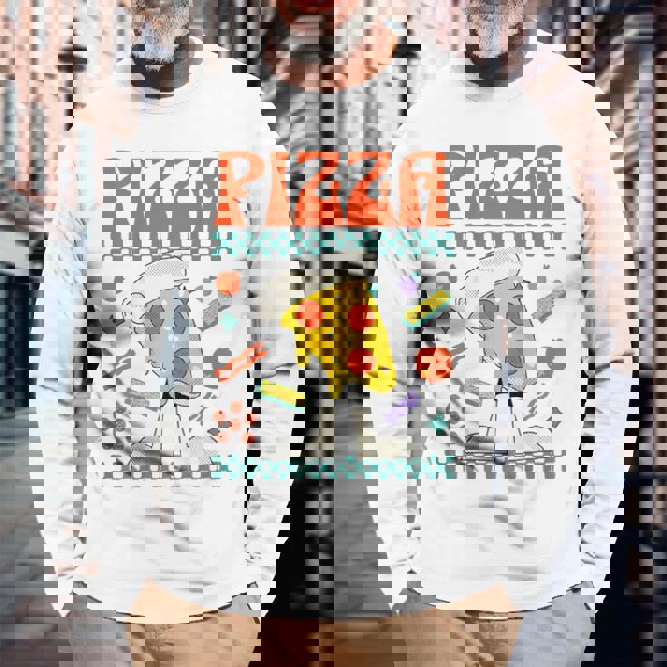 ピザ愛好家 ピザピース 長袖Tシャツ 高齢者への贈り物