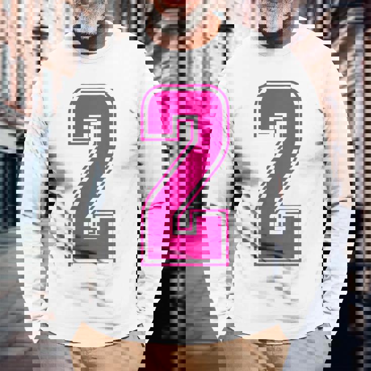 ピンク色背番号 2 チーム短大スポーツピンク色背番号付きユニフォーム 長袖Tシャツ 高齢者への贈り物