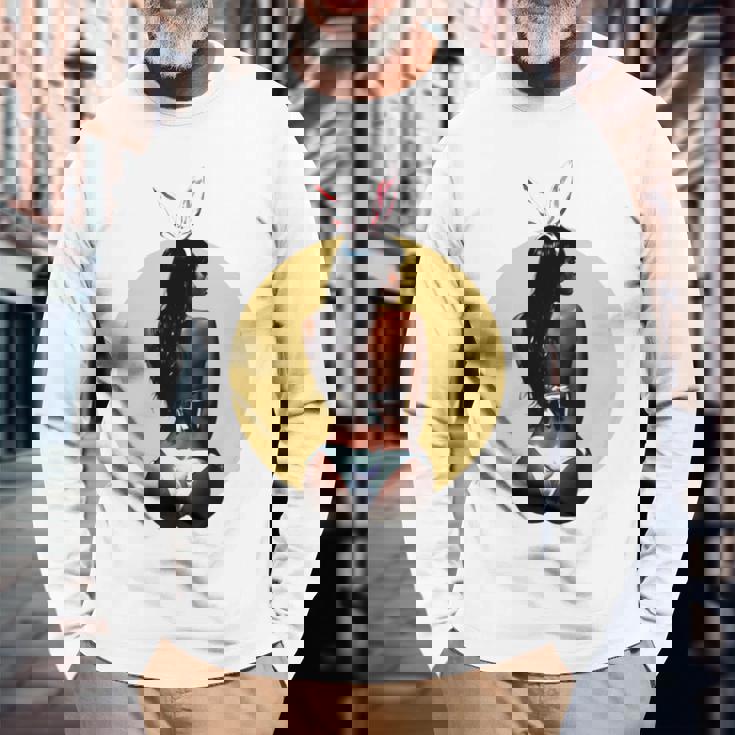 ピンナップ セクシー ブラウンスキン イースターバニー ガールズ ヴィンテージ メンズ レディース 長袖tシャツ 長袖Tシャツ 高齢者への贈り物