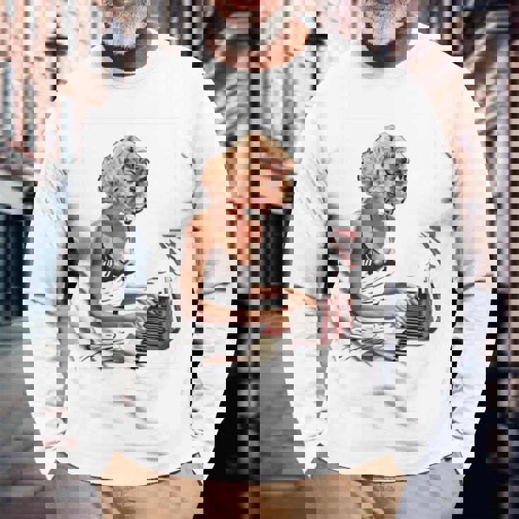 ピンナップガール ピアノ ピアニスト ヴィンテージ 長袖tシャツ 長袖Tシャツ 高齢者への贈り物