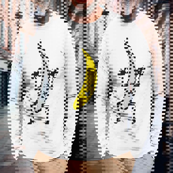 メンズ ファニースティックフィギュア フィットネス バナナダンベル トレーニング 長袖Tシャツ 高齢者への贈り物