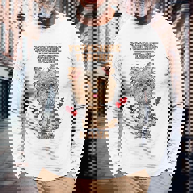 ファニーヨークシャーテリアtシャツ 長袖Tシャツ 高齢者への贈り物