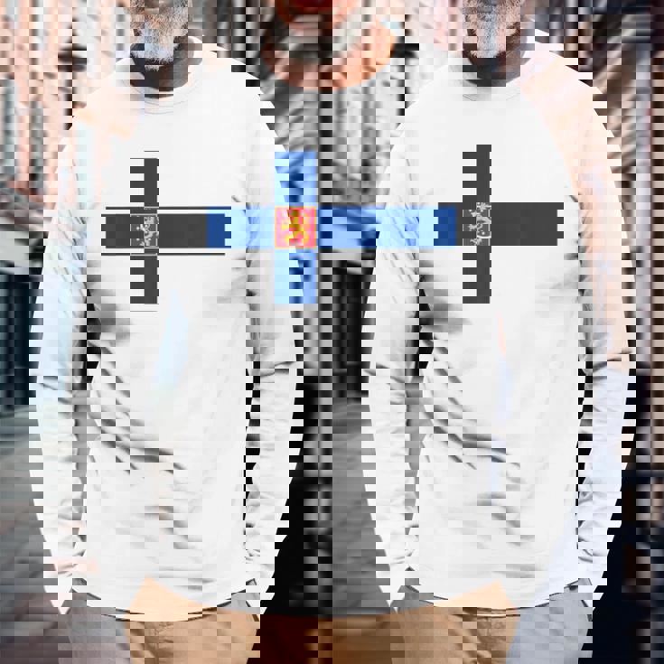 フィンランドtシャツ、フィンランド国旗、フィンランドの地図 メンズレディースキッズ 長袖Tシャツ 高齢者への贈り物