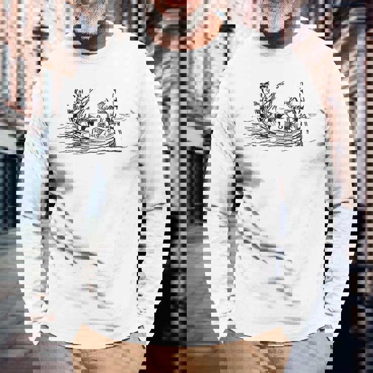 フクロウとプッシーキャット エドワード・リア 長袖Tシャツ 高齢者への贈り物