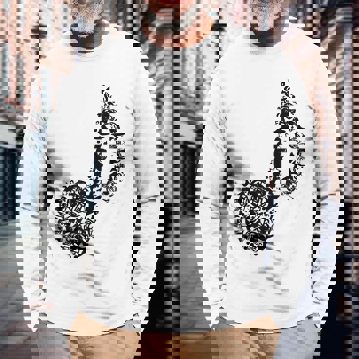 フレンチホルン愛好家 長袖Tシャツ 高齢者への贈り物