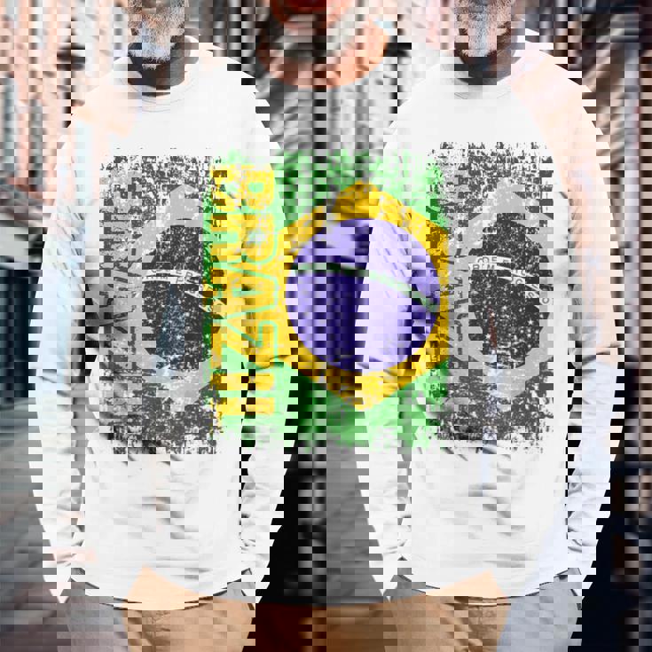 ブラジル 旗 大 国旗 メンズ レディース キッズ ブラジル 長袖Tシャツ 高齢者への贈り物