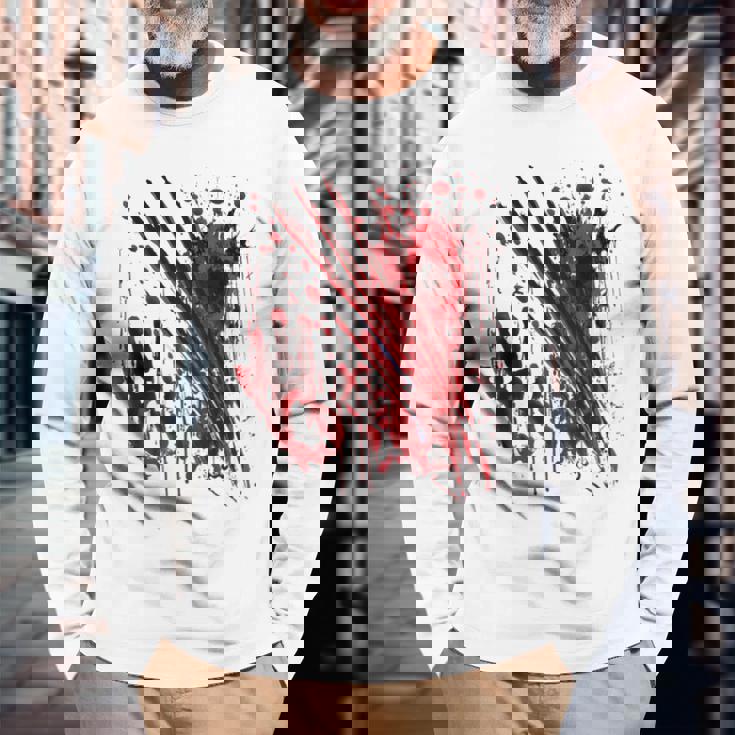 ブラッドシャツ ブラッディスプラッター ハロウィン 血 ステンド グラフィック 長袖Tシャツ 高齢者への贈り物