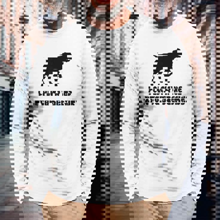 ブリタニー・スパニエル 私はあなたの提案ではなく私の鼻に従います 長袖Tシャツ 高齢者への贈り物