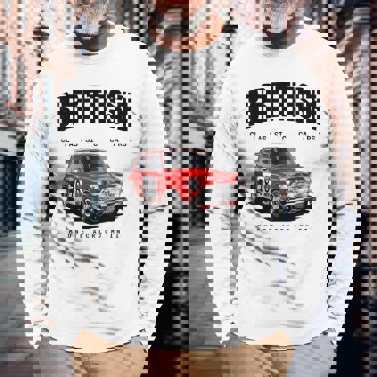 ブリティッシュクラシックスポーツカーズ 有名なラリーミニ 長袖Tシャツ 高齢者への贈り物