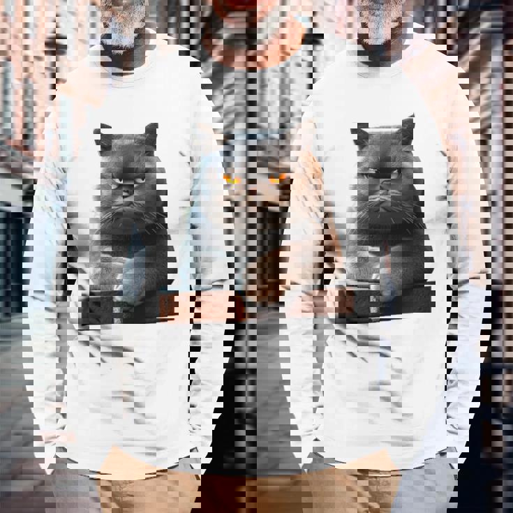 ブリティッシュショートヘア猫猫ママ猫ママかわいい猫 長袖tシャツ 長袖Tシャツ 高齢者への贈り物