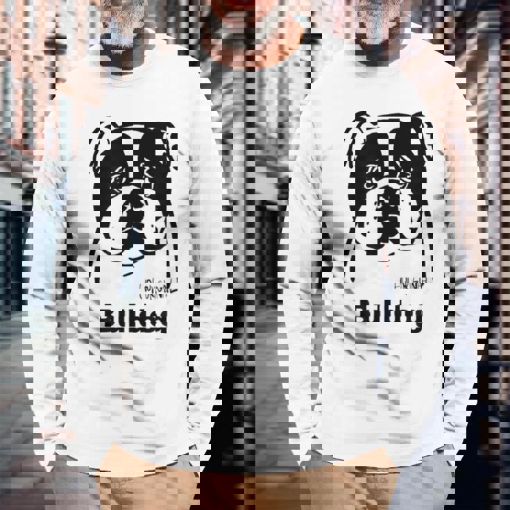 ブルドッグ 長袖Tシャツ 高齢者への贈り物