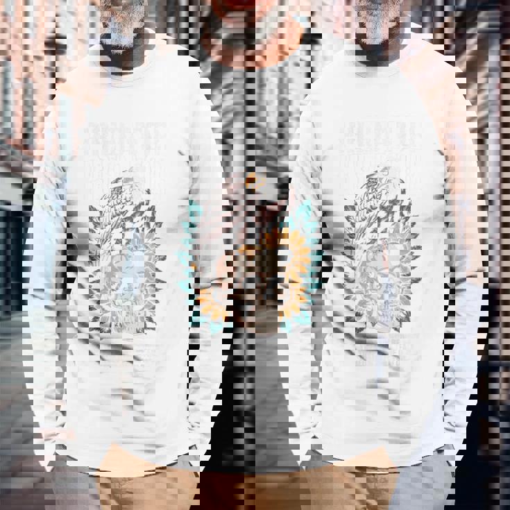 プレデター イーグル スカル ひまわり パワー 死 獲物 引用 長袖Tシャツ 高齢者への贈り物