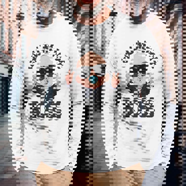 ベイビー・ボス「コール・ミー・ボス」ライク・ア・ボス・キッズ 長袖Tシャツ 高齢者への贈り物
