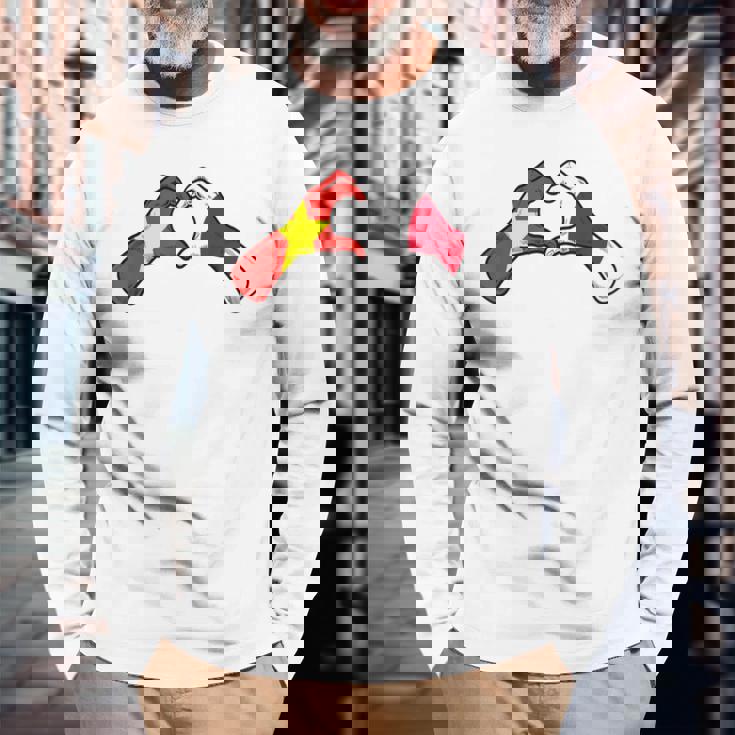 ベトナム日本国旗 ベトナムの日本のハート 長袖Tシャツ 高齢者への贈り物