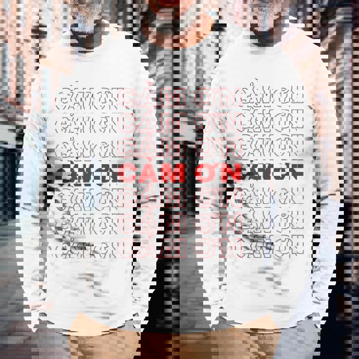 ベトナム語ありがとうベトナム 長袖Tシャツ 高齢者への贈り物