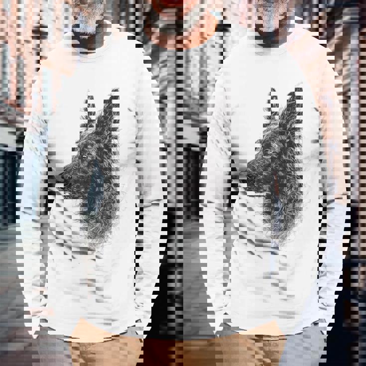 ベルギーシェパード 犬 グラフィック ペットアート ベルギーシェパード 長袖Tシャツ 高齢者への贈り物