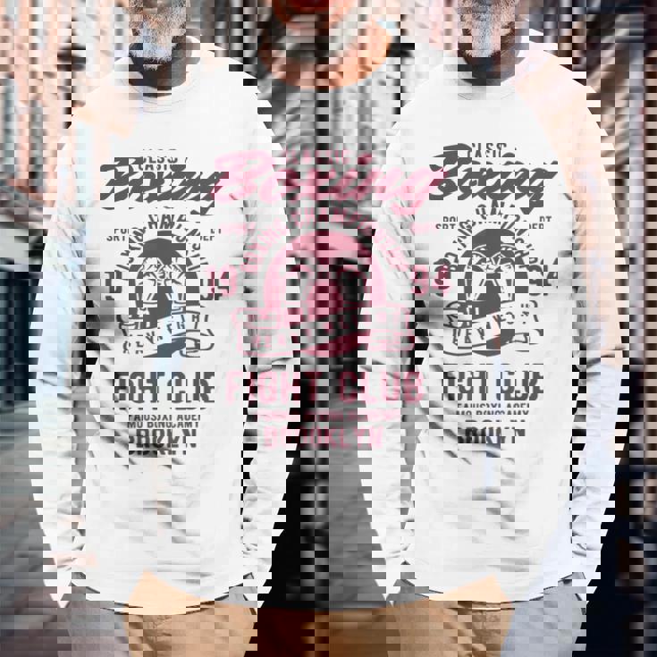 ボクシングクラシックヘビー級ファイトクラブ名門アカデミーボクシング 長袖Tシャツ 高齢者への贈り物