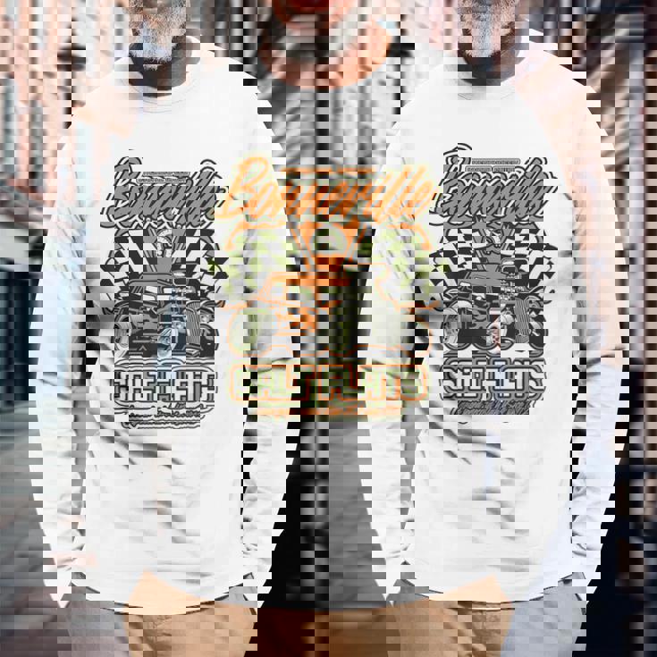 ボンネビル ソルト フラッツ ヴィンテージ レトロ ホットロッド レースカー 長袖Tシャツ 高齢者への贈り物