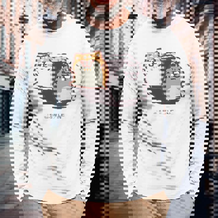 ボンレス犬とボンレス猫 参上 長袖Tシャツ 高齢者への贈り物