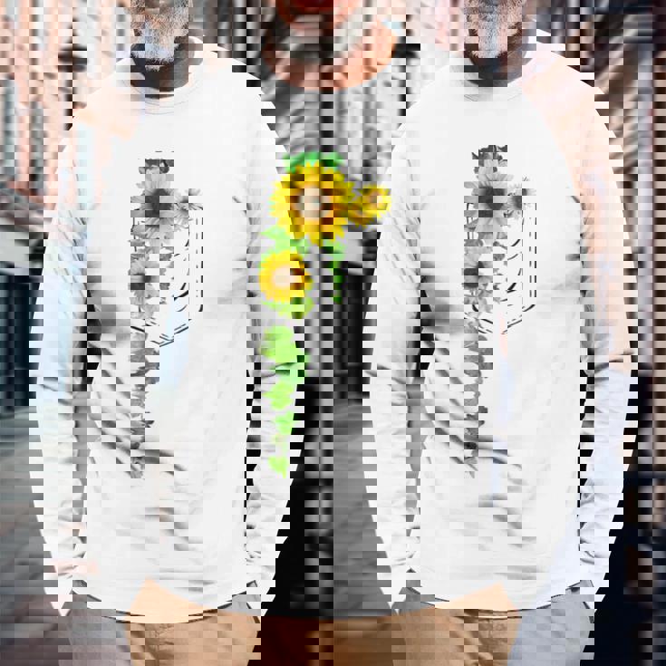 ポケットに入ったかわいいひまわり クリスマスギフト 長袖Tシャツ 高齢者への贈り物