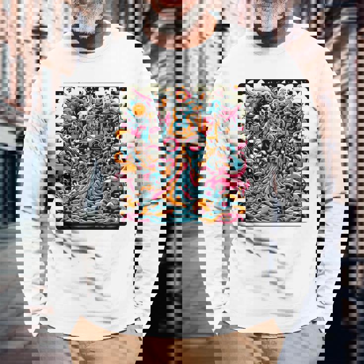 ポップシュールレアリズムローブロウアート 長袖tシャツ 長袖Tシャツ 高齢者への贈り物