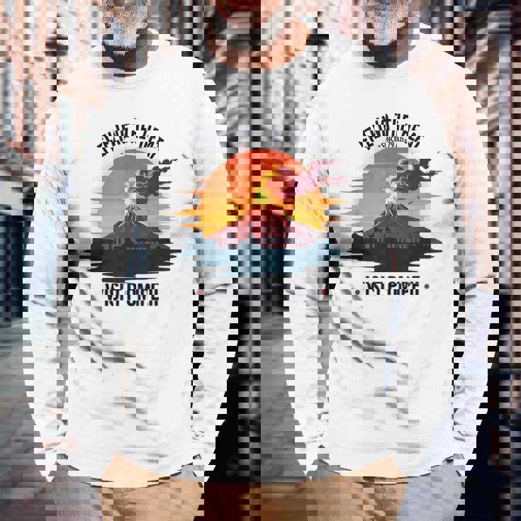 ポンペイ訪問 面白いローマの歴史 長袖Tシャツ 高齢者への贈り物