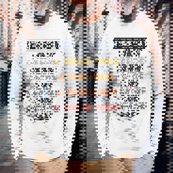 ポーカー パーフェクトデイ ポーカーハンド テキサスホールデムプレーヤー ポーカー 長袖Tシャツ 高齢者への贈り物