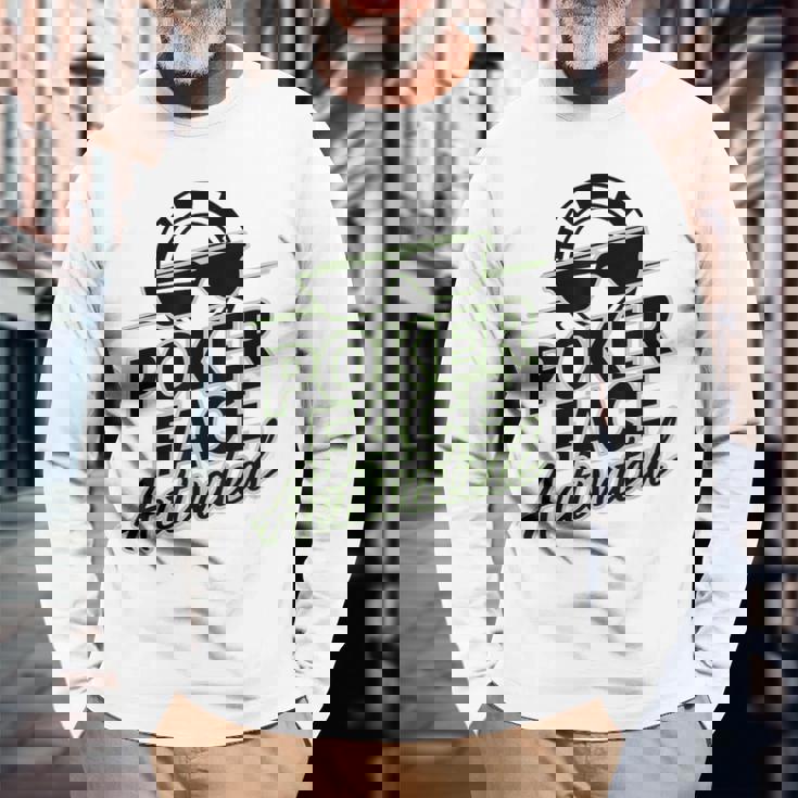 ポーカーフェイス活性化テキサスホールデムポーカーカード愛好家。 長袖Tシャツ 高齢者への贈り物