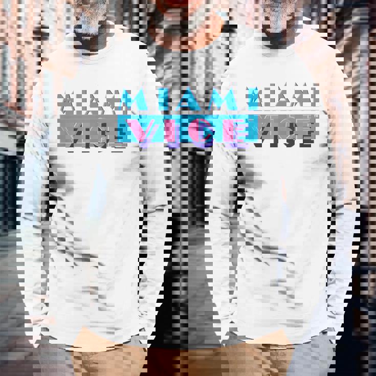 マイアミバイスのロゴ 長袖Tシャツ 高齢者への贈り物