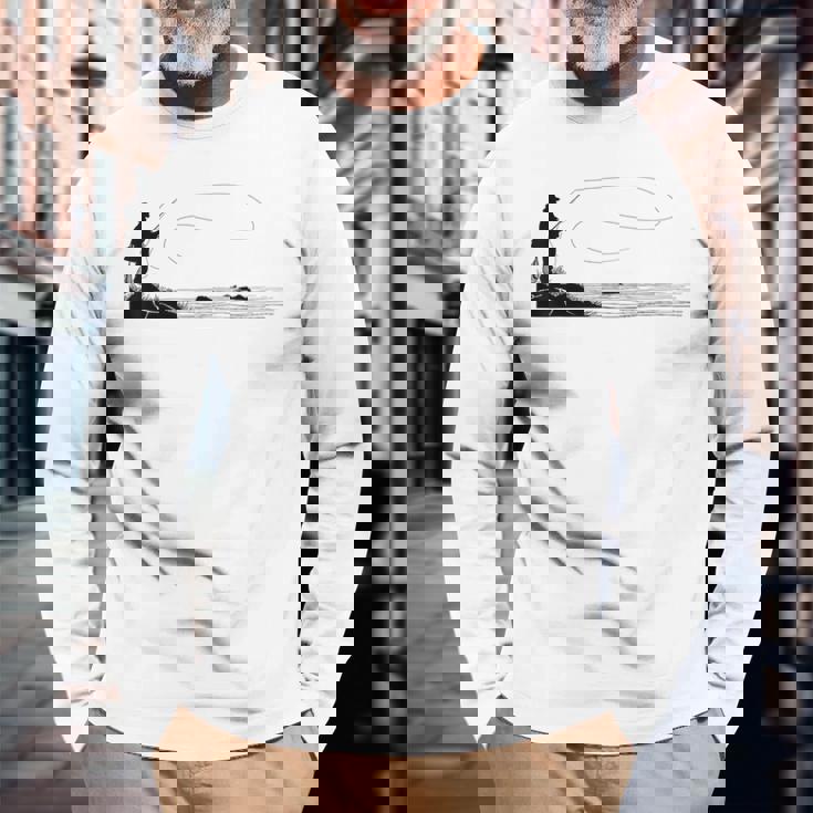 マス フライフィッシング サーモン 長袖Tシャツ 高齢者への贈り物