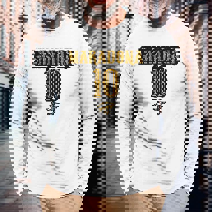 マラドーナ 10 長袖tシャツ 長袖Tシャツ 高齢者への贈り物